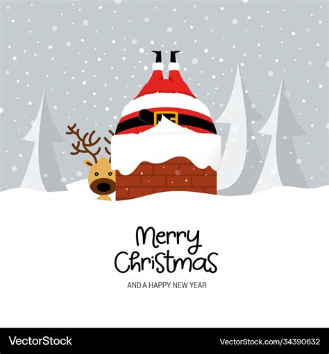 Funny christmas card design template with santa Vector Image