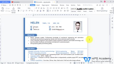 How to get a resume format in WPS Office Word | WPS Office Academy