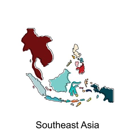 Map of Southeast Asia modern geometric with outline vector template ...