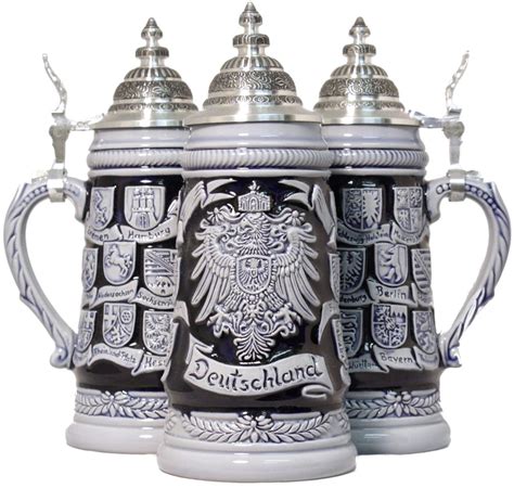 German Beer Stein Blue Crest Deutschland - Authentic Beer Steins from Germany - 1001BeerSteins.com