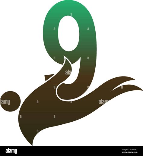 Number 9 logo icon with people hand design symbol template Stock Vector Image & Art - Alamy