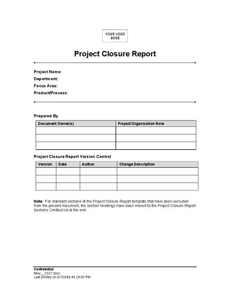 Project Closure Report (12-page Word document) - FlevyPro Document | Flevy