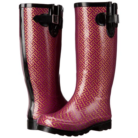 Nomad Women\'s Mid-Calf Puddles Rubber Rain Boots - Choose Your Size & Color-Berry / Gold Hatch ...