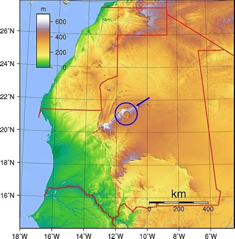 Richat Structure: Eye Of The Sahara | Map of km and km