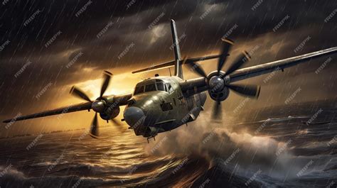 Premium AI Image | Tiltrotor Aircraft In A Storm Generative AI