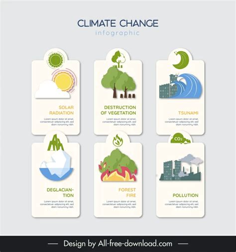 Climate change infographics design elements flat papercut Vectors ...