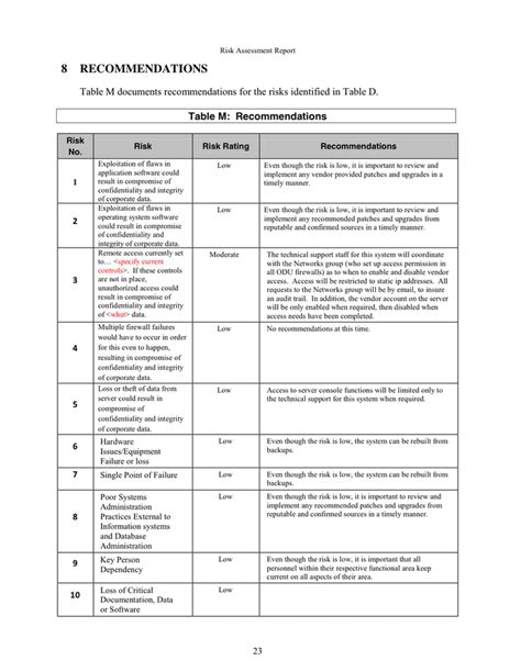 Risk Assessment Report Template