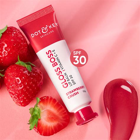 Dot & Key Strawberry Lip Balm for soft and naturally pink lips| SPF 30 & Vitamin C+E| fades lip ...