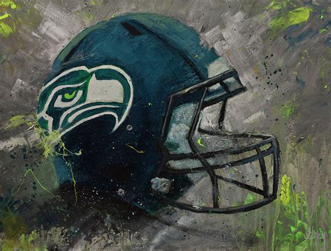 Seattle Seahawks Football Helmet Wall Art Painting by Gray Artus