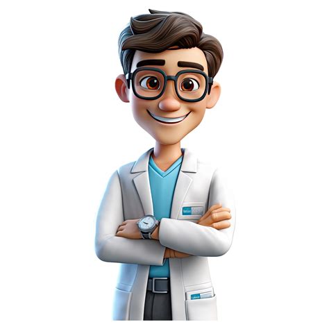 3D Happy cartoon doctor. Cartoon doctor on transparent background. 24585326 PNG