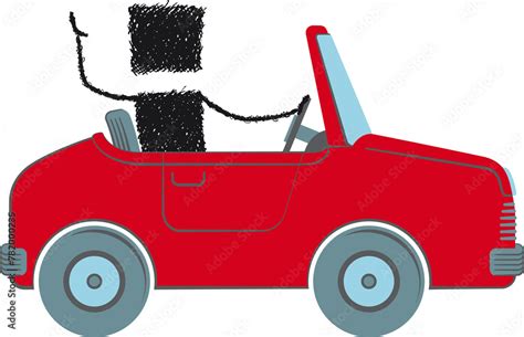 Driving a car, stick figure. Illustration of a stick figure driving a ...