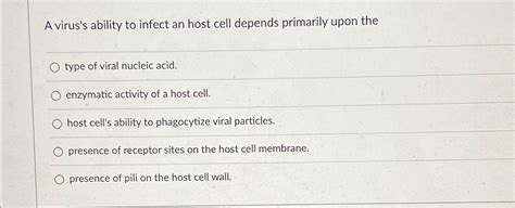 Solved A virus's ability to infect an host cell depends | Chegg.com