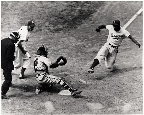 Jackie Robinson sliding Photograph by Vintage Collectables - Fine Art America