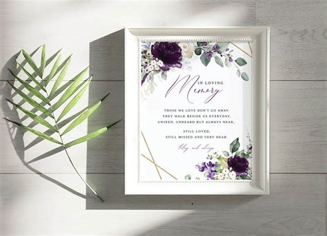 Printable in Loving Memory Sign INSTANT DOWNLOAD 8x10 Purple - Etsy