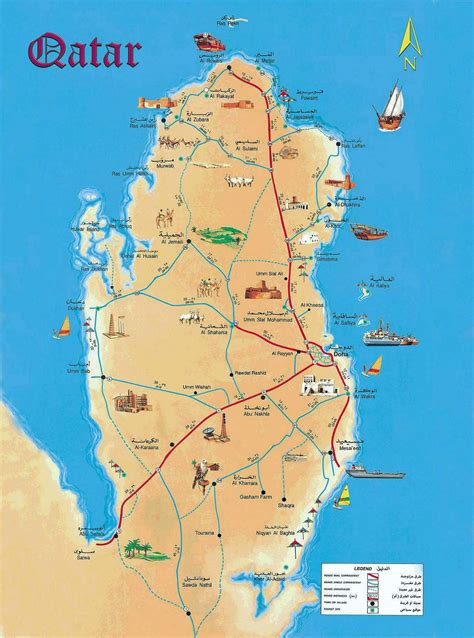 Large detailed tourist map of Qatar | Qatar | Asia | Mapsland | Maps of ...