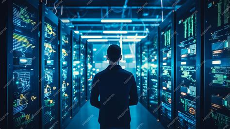 Premium AI Image | Shot of Data Center With Multiple Rows of Fully Operational Server Racks ...