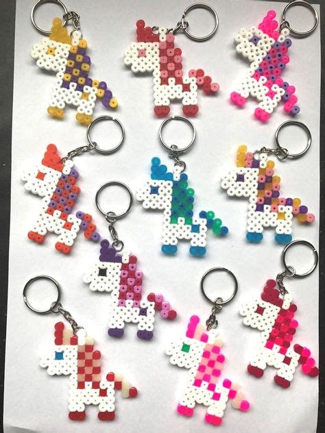 Details about Unicorn Rainbow Colour Hama Bead keyring Assorted Pkt 5 ...