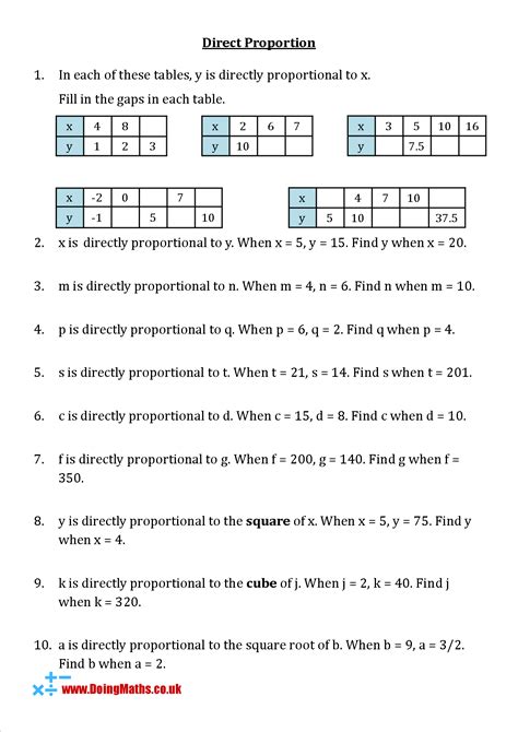 Grade 8 Direct And Inverse Proportion Mcq