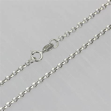 New Arrival Au750 Real 18K White Gold Chain Women Cable Link Necklace 20inch-in Necklaces from ...