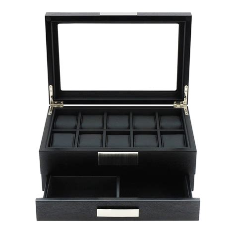 Luxury wooden watch box matt black 10 slots w/ Drawer – dltradingau