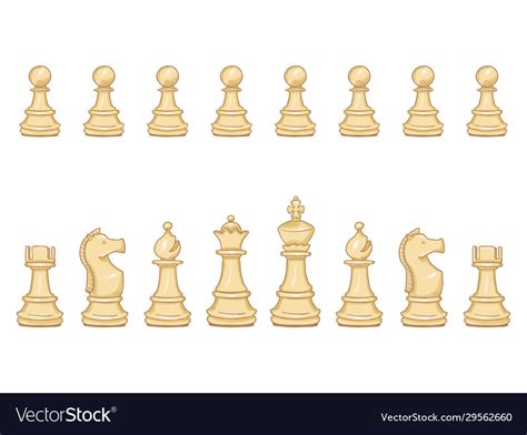 Set cartoon white chess pieces Royalty Free Vector Image