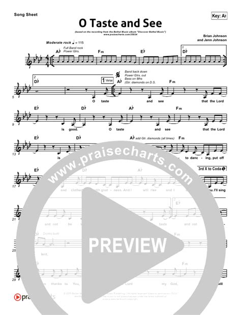 O Taste And See Sheet Music PDF (Bethel Music) - PraiseCharts