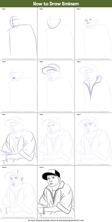 How to Draw Eminem printable step by step drawing sheet : DrawingTutorials101.com