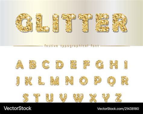 Golden glitter font isolated on white modern Vector Image