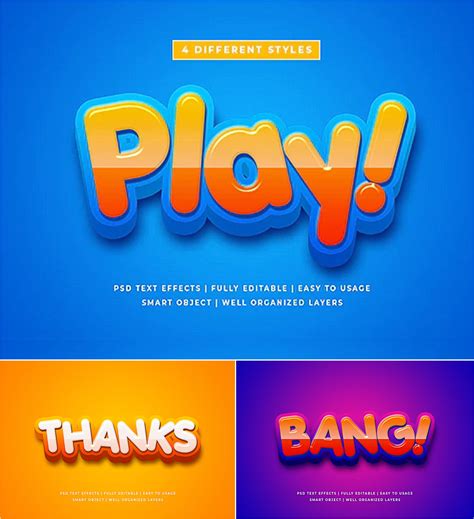 Cartoon Colorful 3d Text Style Effect Mockup | Free download