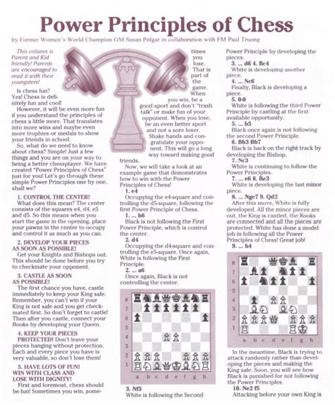 Chess Daily News by Susan Polgar - Power Principles of Chess