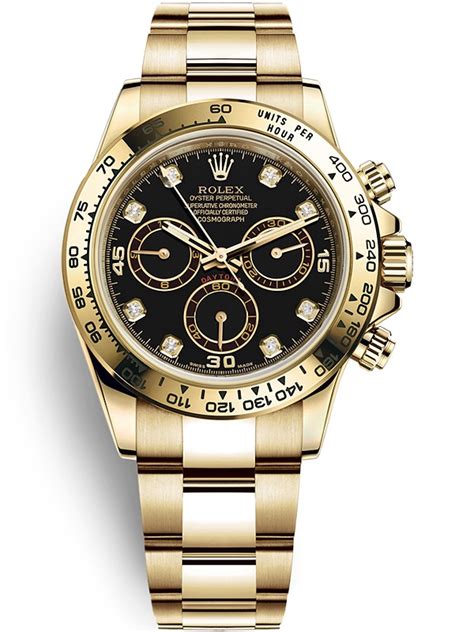 116508 Rolex Daytona Yellow Gold Black Diamond Dial 40 mm Watch