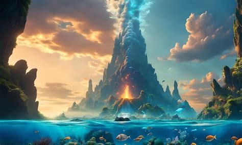 Premium AI Image | Underwater Volcanoes in the Ocean Floor