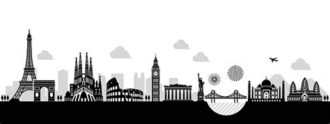 Illustrated Vector Banner Of Famous World Heritage Buildings For Travel Vector, Monument, Banner ...