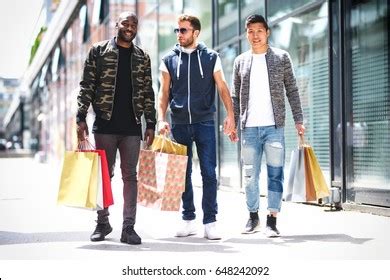 Three Urban Guys Shopping Laughingmultiple Ethnicity Stock Photo 648242092 | Shutterstock