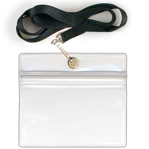 ID / Badge Holder with Lanyard - Clear Plastic - 2" x 3 5/8" - Open Long Horizontal: StoreSMART ...