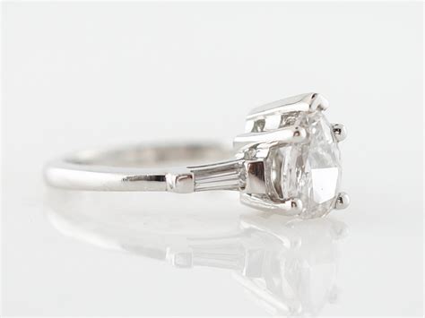 Vintage Style Pear Cut Diamond Engagement Ring in Platinum - Etsy