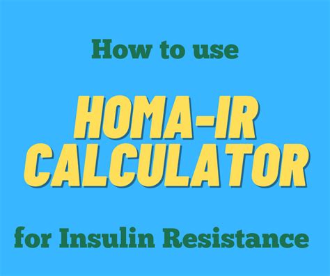 HOMA-IR Calculator for Insulin Resistance - The Healthy MD