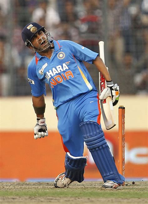 Gautam Gambhir is pumped up after his hundred vs Sri Lanka in Asia Cup, Mirpur, March 13, 2012 ...