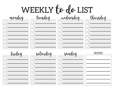 Weekly Checklist Printable - Printable Calendars AT A GLANCE