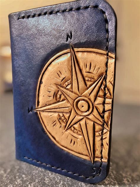 Compass Wallet Card Holder Leather Accessories EDC | Etsy