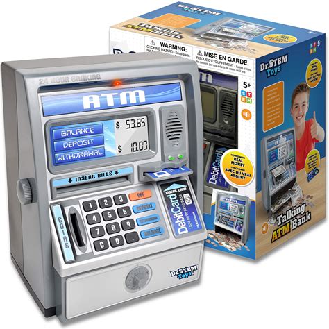 Dr. STEM Toys Kids Talking ATM Machine Savings Piggy Bank with Digital Screen, Electronic ...