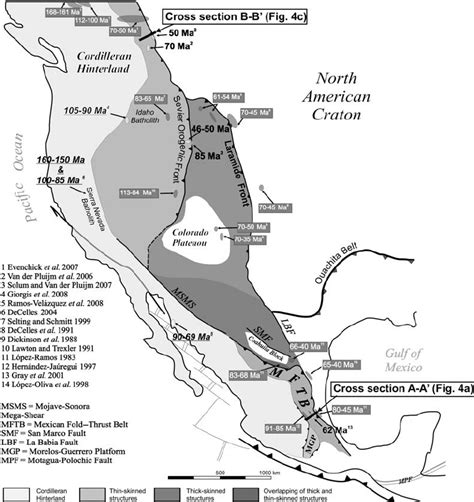 Generalized tectonic map of the North American Cordillera showing the ...