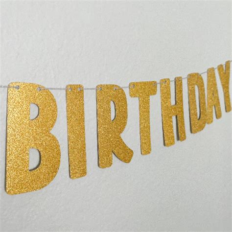 Happy Birthday Gold Banner Happy Birthday Gold Glitter - Etsy