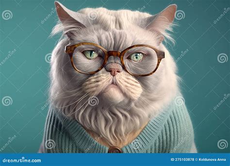 A Very Old Cat Wearing Glasses, Created with Generative AI Technology Stock Illustration ...