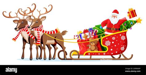 Santa claus on sleigh full of gifts and reindeer Stock Vector Image & Art - Alamy