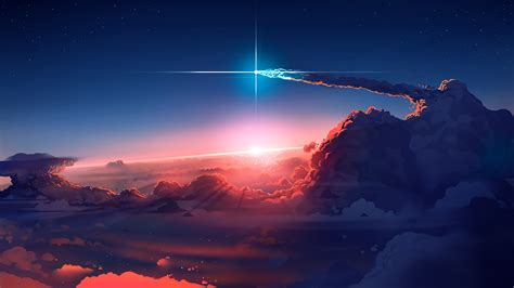 SouredApple, digital art, clouds, Sun, sunlight, stars, sky | 2560x1440 Wallpaper - wallhaven.cc