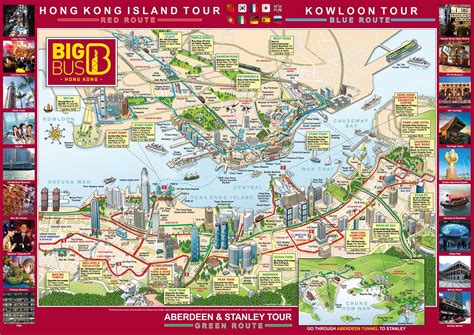 Big bus de Hong Kong carte - Hong Kong big bus tour de la carte (Chine)