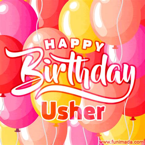 Happy Birthday Usher - Colorful Animated Floating Balloons Birthday ...