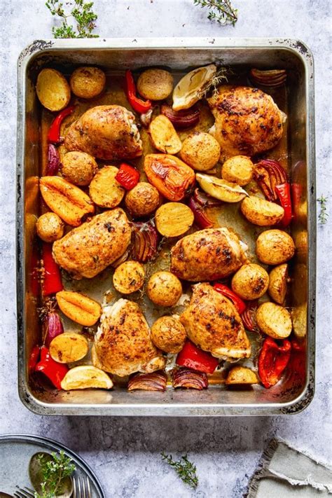 Spanish Style Baked Chicken Thighs with Potatoes - Vikalinka