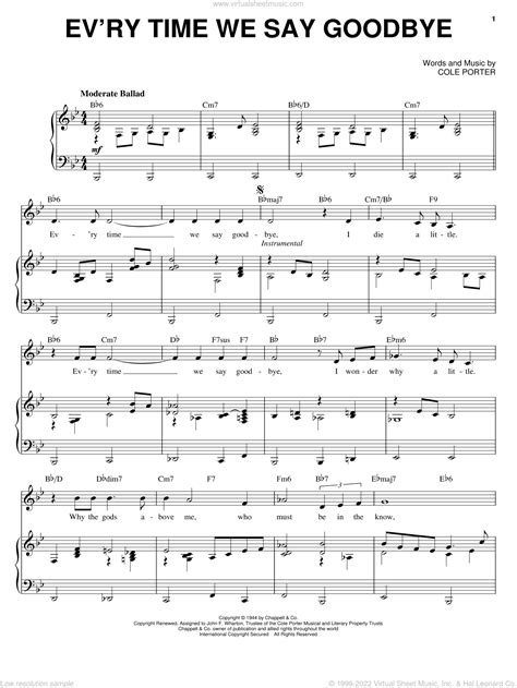 Fitzgerald - Ev'ry Time We Say Goodbye sheet music for voice and piano